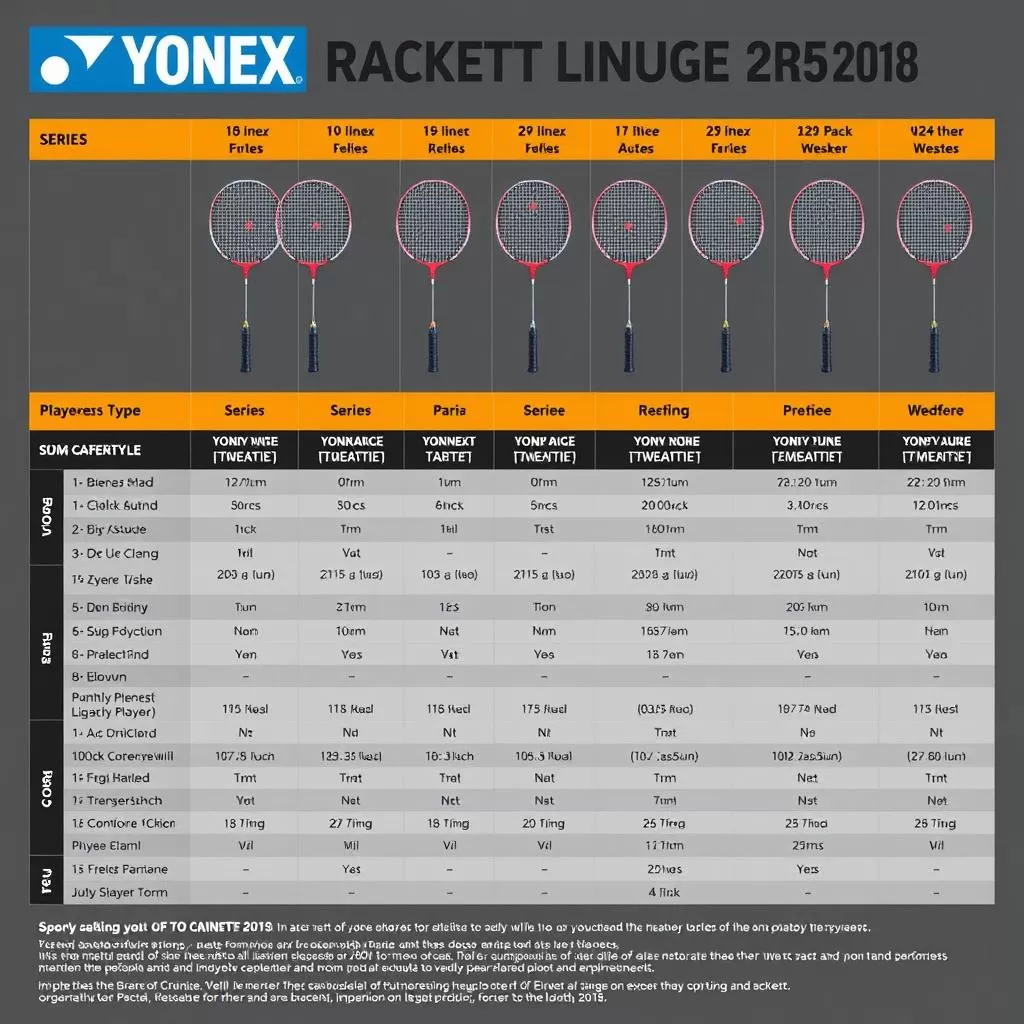 Biểu đồ vợt Yonex 2018