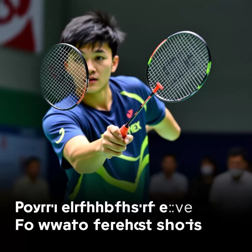 Người chơi cầu lông chuyên nghiệp sử dụng vợt Yonex 5U trong trận đấu.