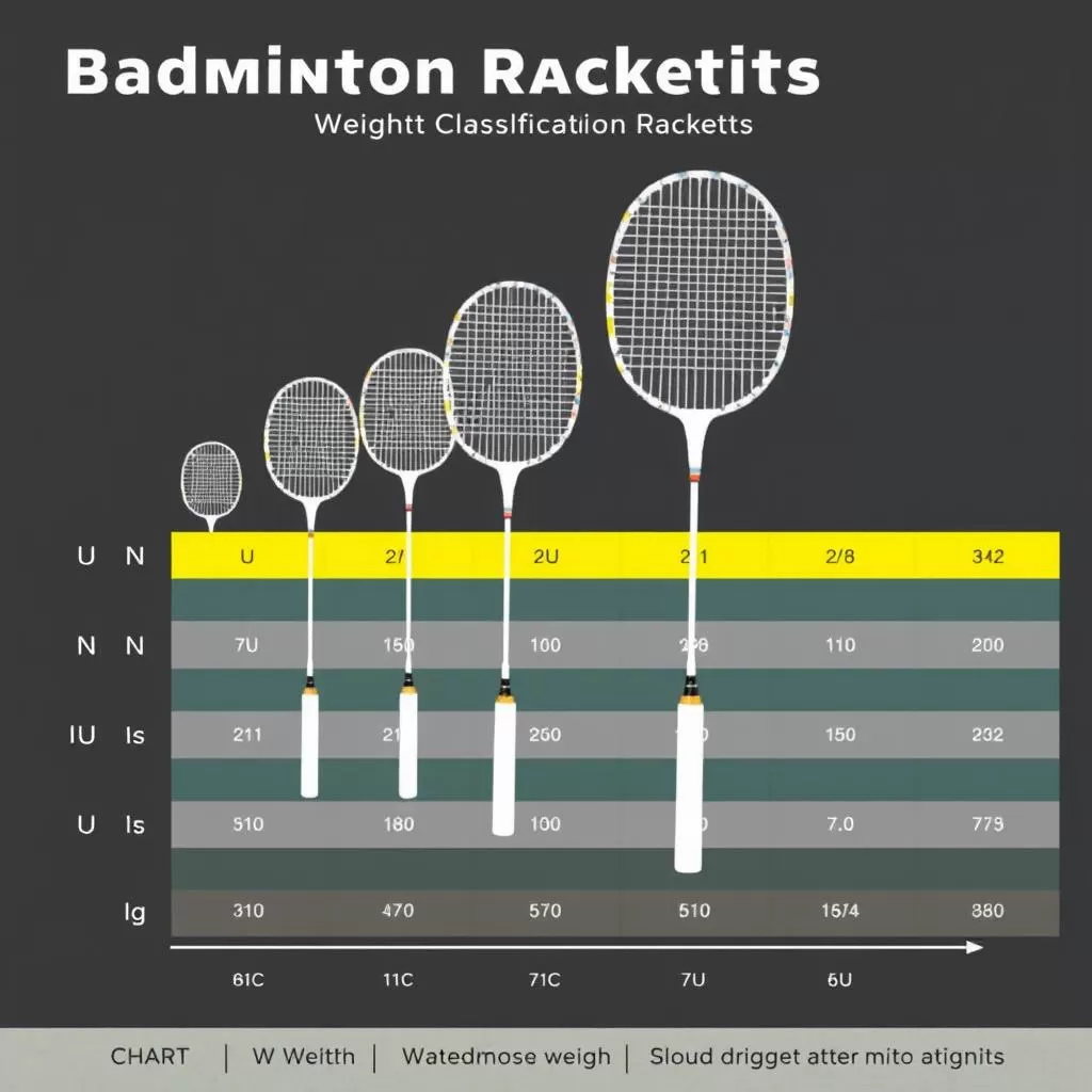 Sơ đồ phân loại trọng lượng vợt cầu lông