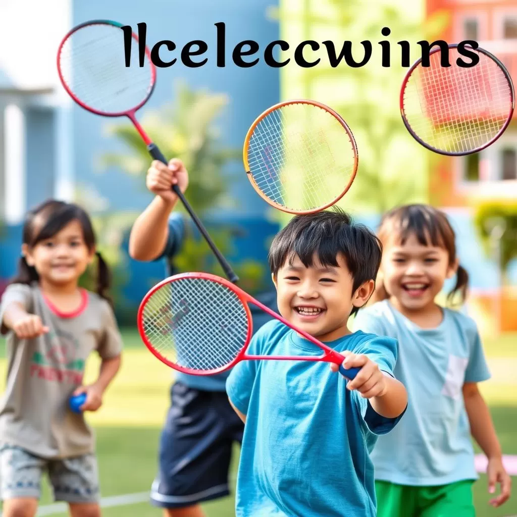 Children playing badminton