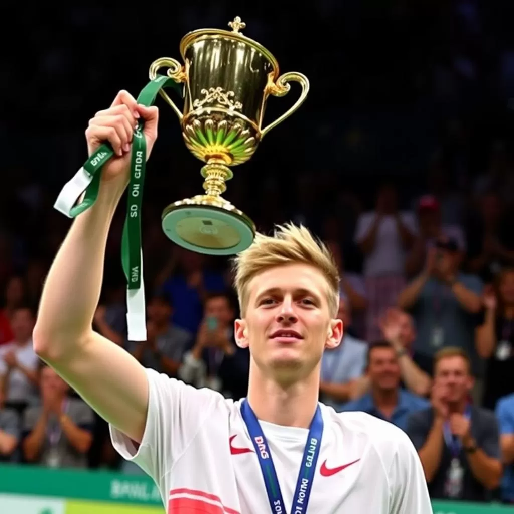 Viktor Axelsen nâng cao cúp vô địch