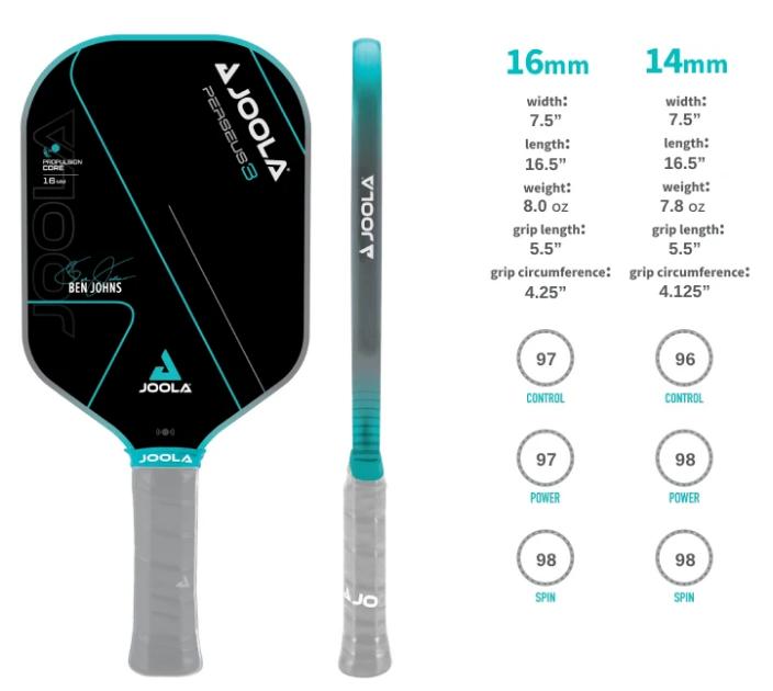 Thông số vợt Pickleball Joola Ben Johns Perseus 3 16mm