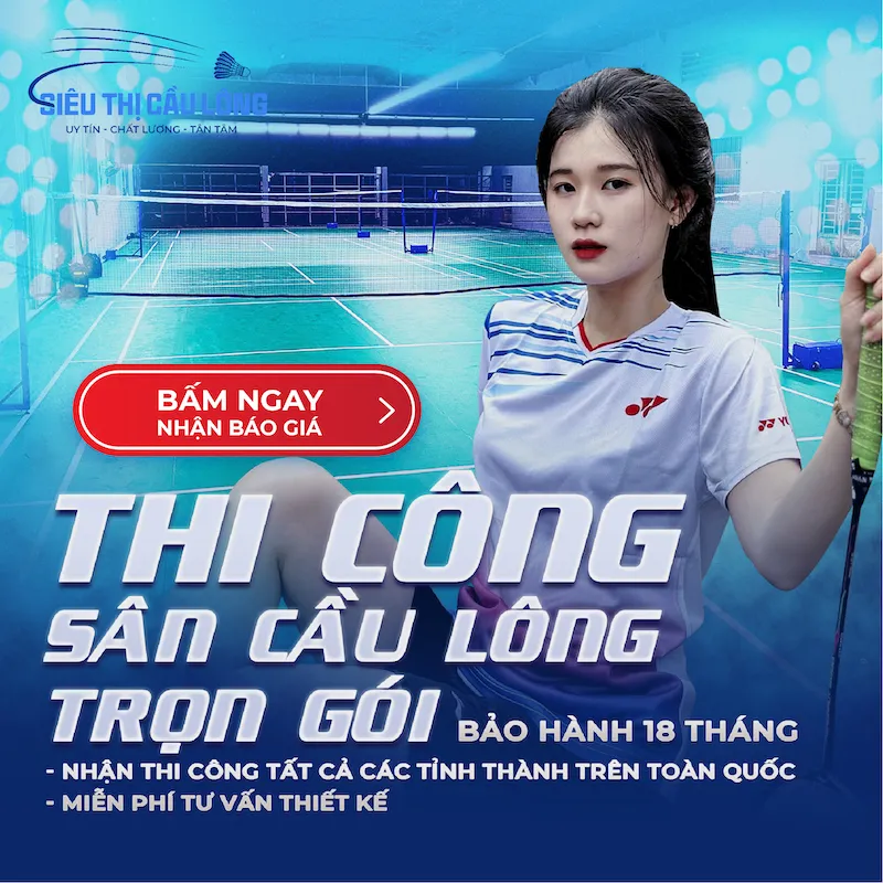 alt text: Hình ảnh thi công sân cầu lông chuyên nghiệp