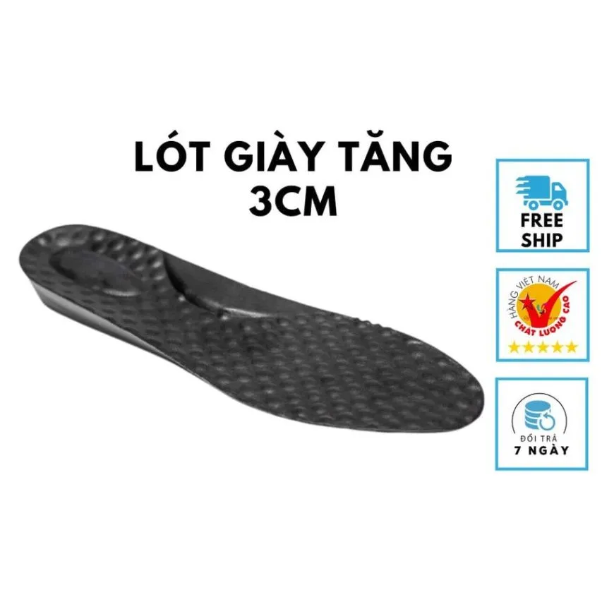 Lót Giày Tăng Chiều Cao 3cm Mặt Da Siêu Êm Cao Cấp (1 cặp) GIAYCAOVIET