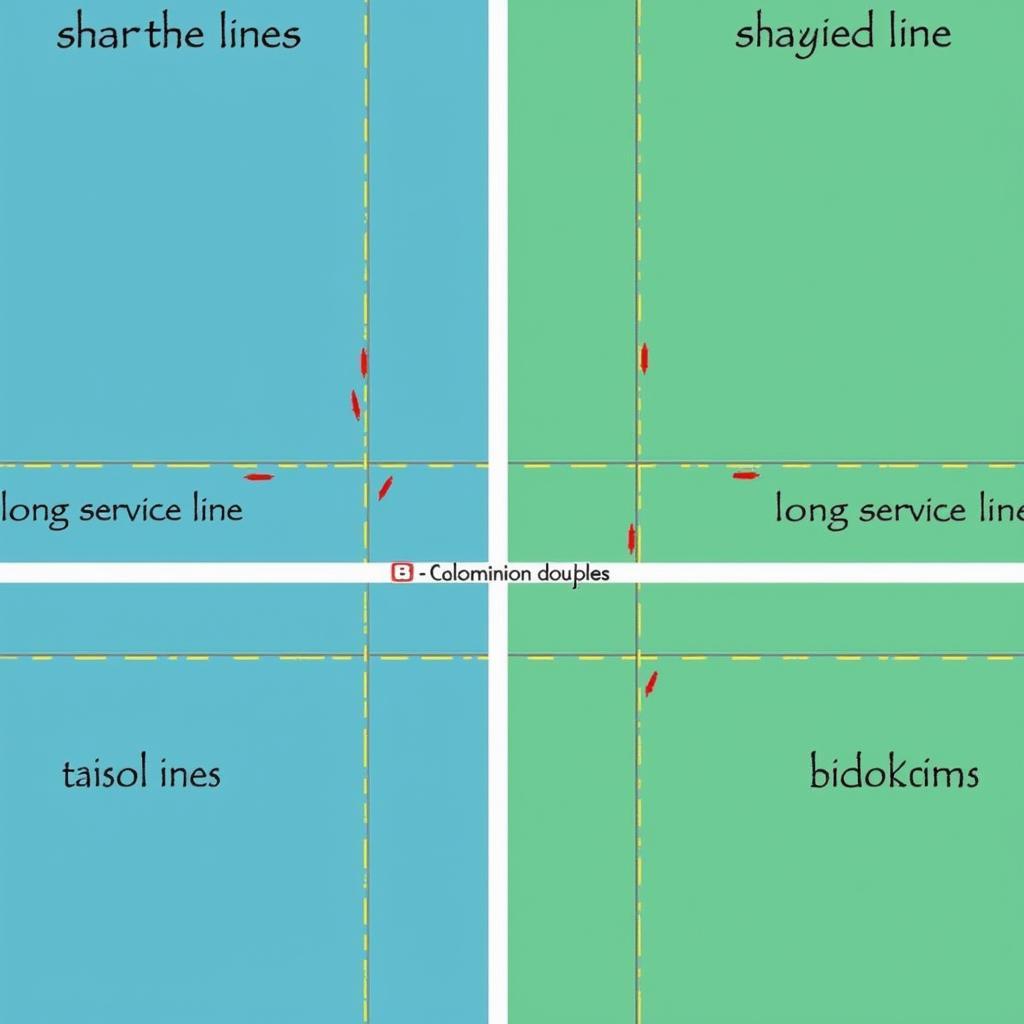 Các vạch kẻ trên sân cầu lông đánh đôi